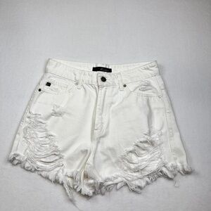 KanCan Waist 28” White Distressed Jean Shorts